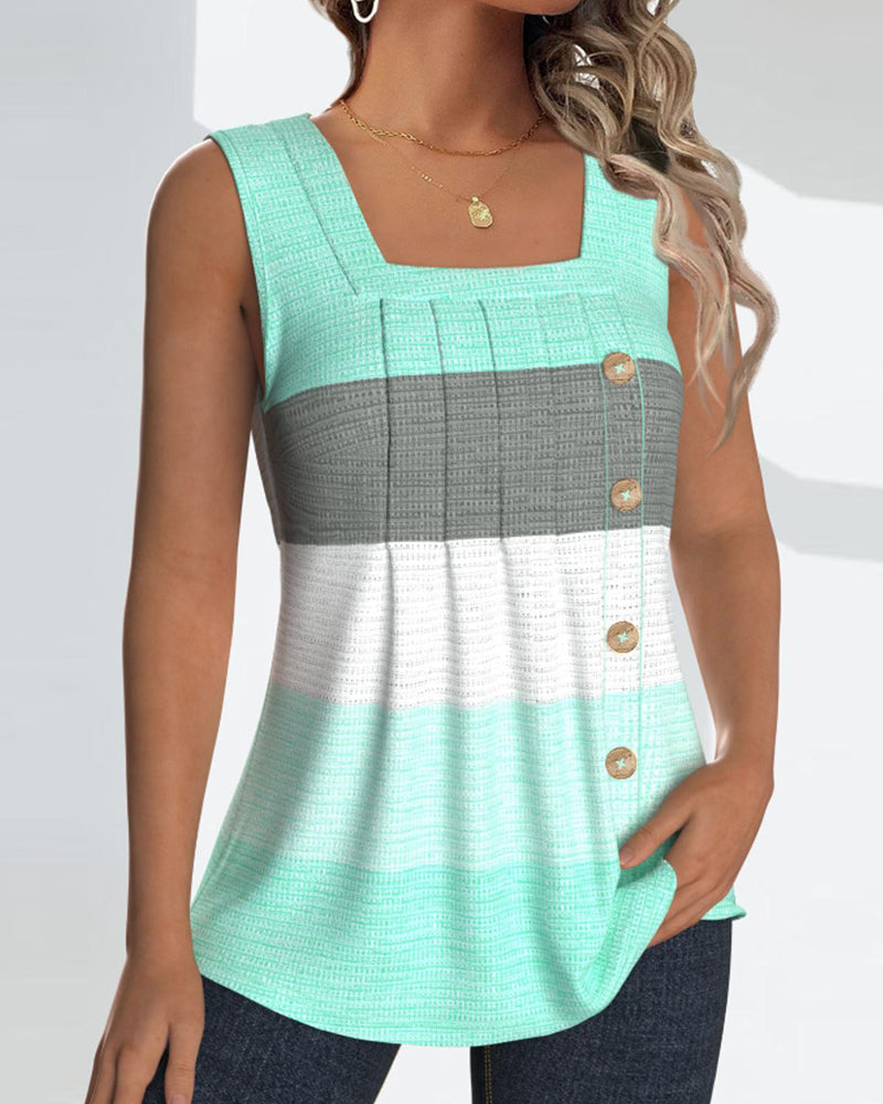 Roma™ - Gestreept tanktopje met knoopjes