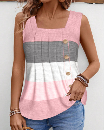 Roma™ - Gestreept tanktopje met knoopjes