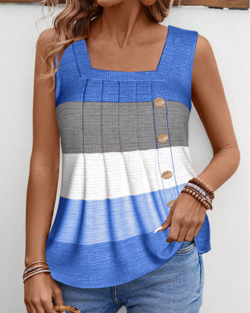 Roma™ - Gestreept tanktopje met knoopjes