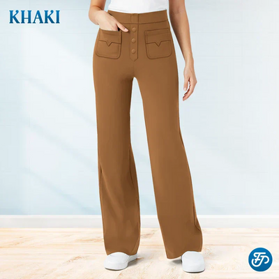 Casual stretchbroek met hoge taille voor dames