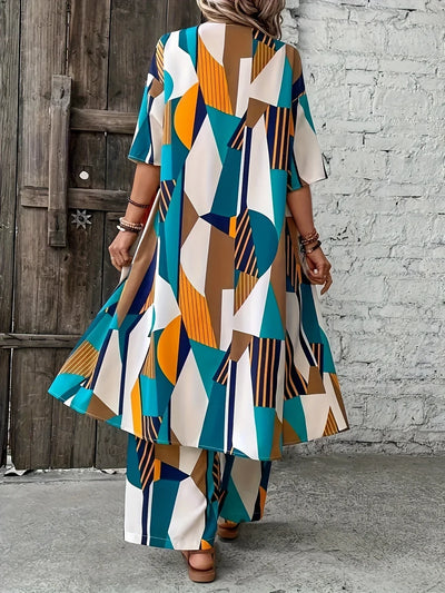 Stella™ – Chique plus-size set met geometrische print