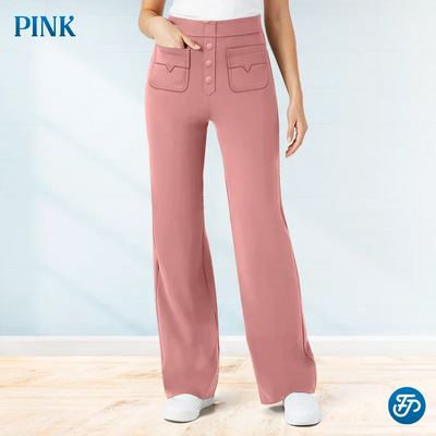 Casual stretchbroek met hoge taille voor dames
