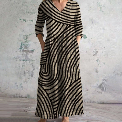 AYLA™ | Vintage gestreepte jurk – Tijdloze elegantie met een moderne twist