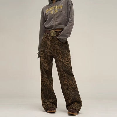 Dames luipaardprint jeans