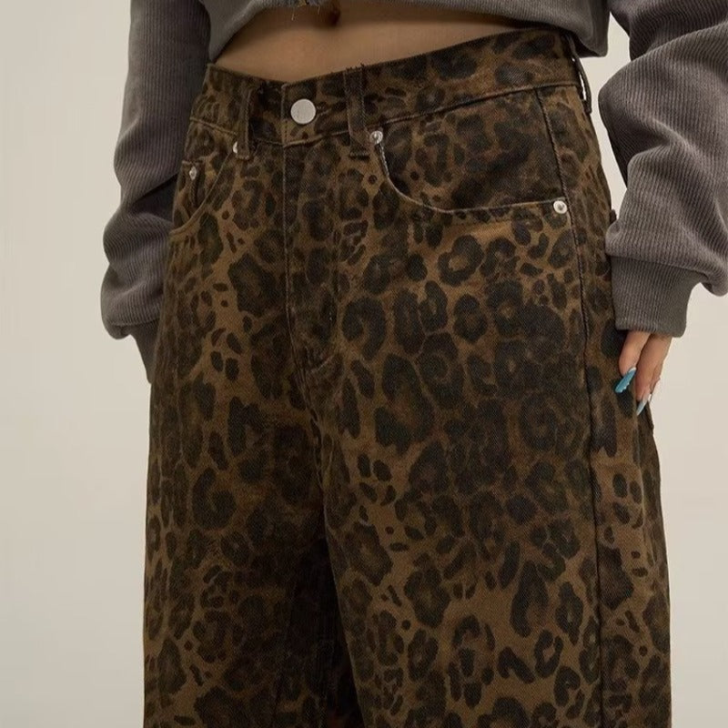 Dames luipaardprint jeans