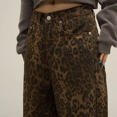 Dames luipaardprint jeans