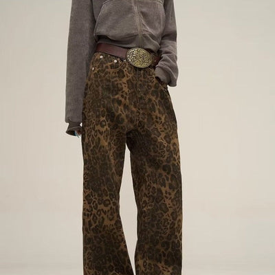 Dames luipaardprint jeans