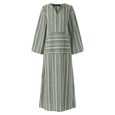 Inga™ - Vintage Gestreepte Maxi-jurk