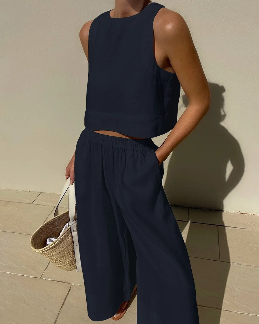 Linnen tweedelige set - Lichtgewicht, ademende en duurzame zomeroutfit voor dames