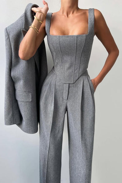 FIGEN - DRIEDELIGE SET MET DUBBELKRUISENDE BLAZER