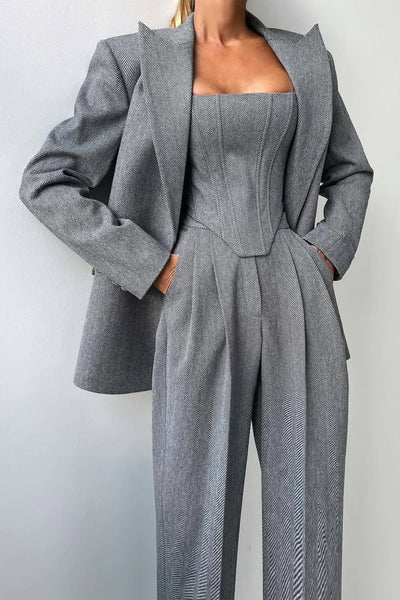 FIGEN - DRIEDELIGE SET MET DUBBELKRUISENDE BLAZER