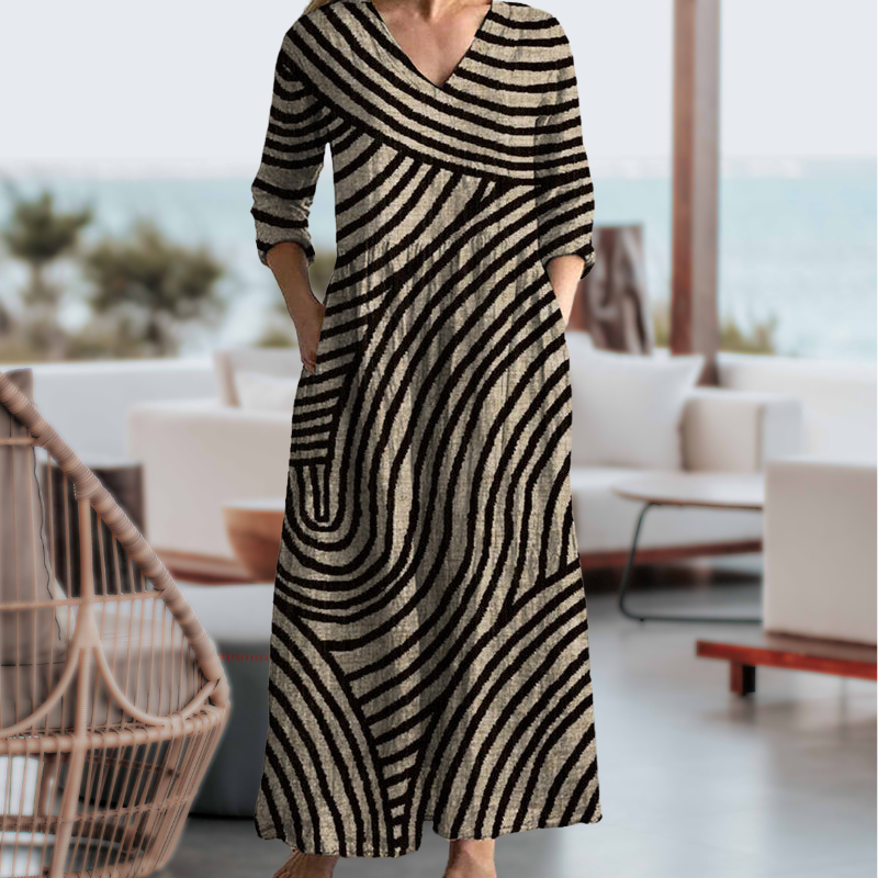 AYLA™ | Vintage gestreepte jurk – Tijdloze elegantie met een moderne twist