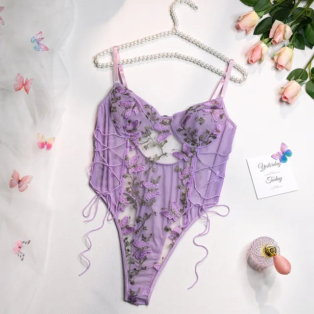 Selene | Geborduurde Vlinder Bodysuit
