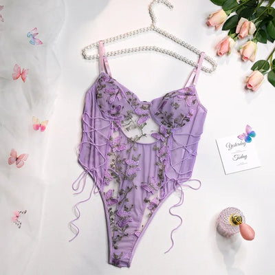 Selene | Geborduurde Vlinder Bodysuit