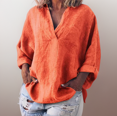 Lorie┃Comfortabele lange mouw shirt met V-hals