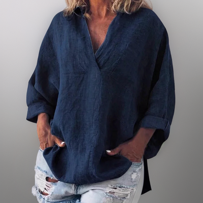 Lorie┃Comfortabele lange mouw shirt met V-hals