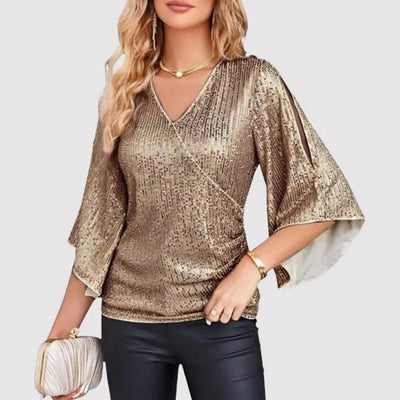 Debie | Glittertop met Fladdermouwen