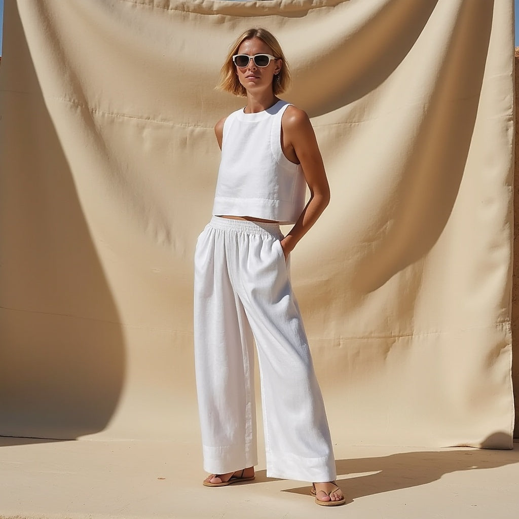 Linnen tweedelige set - Lichtgewicht, ademende en duurzame zomeroutfit voor dames
