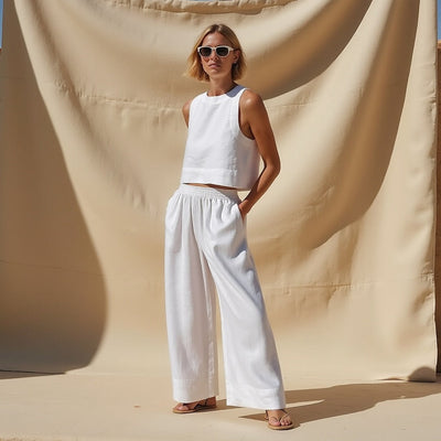 Linnen tweedelige set - Lichtgewicht, ademende en duurzame zomeroutfit voor dames