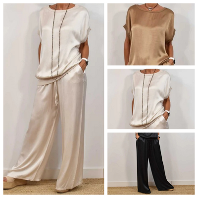 Elegante tweedelige satijnen set