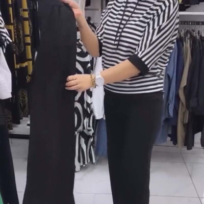 Set van gestreepte top en effen broek voor dames