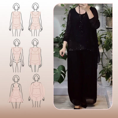 Set van 2-delige blouse met pailletten en wijde broek voor dames