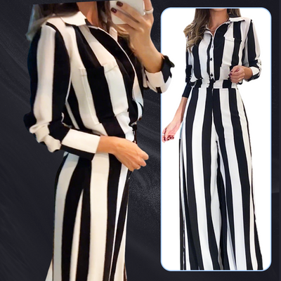 Set van zebrastreep shirt + wijde broek
