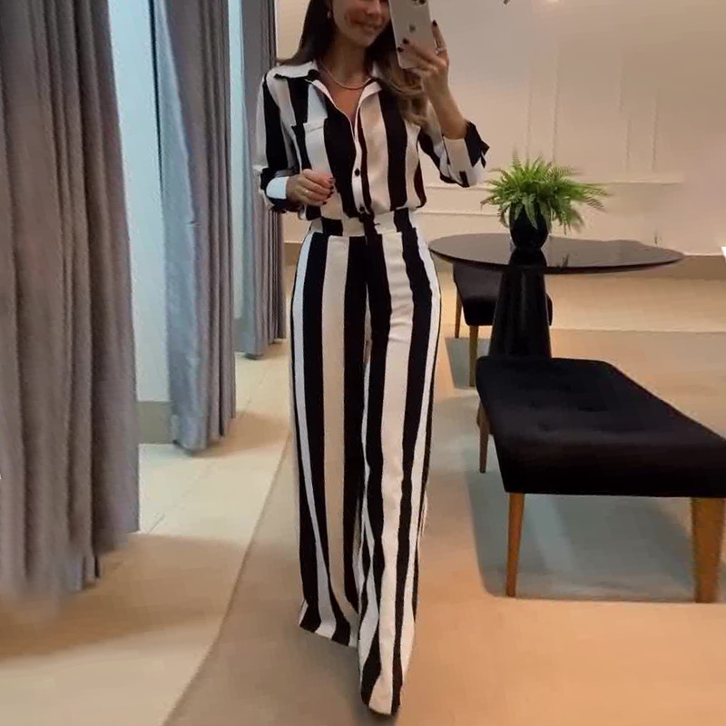 Set van zebrastreep shirt + wijde broek